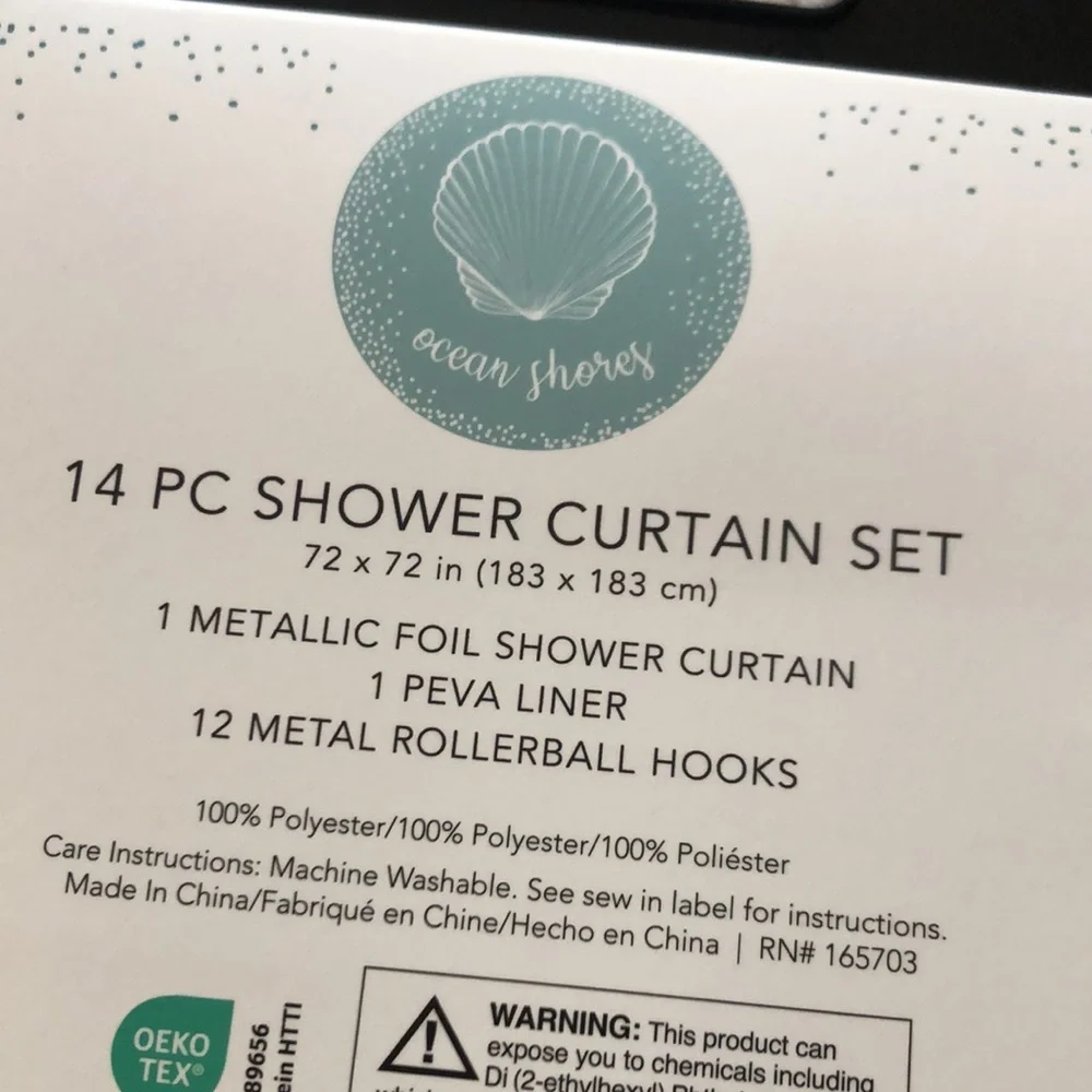 Ocean Coastal Beachy Shower Curtain Set with Hooks